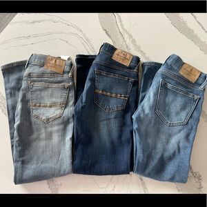Three pair of abercrombie kids jeans. Two NWT. Size 9/10